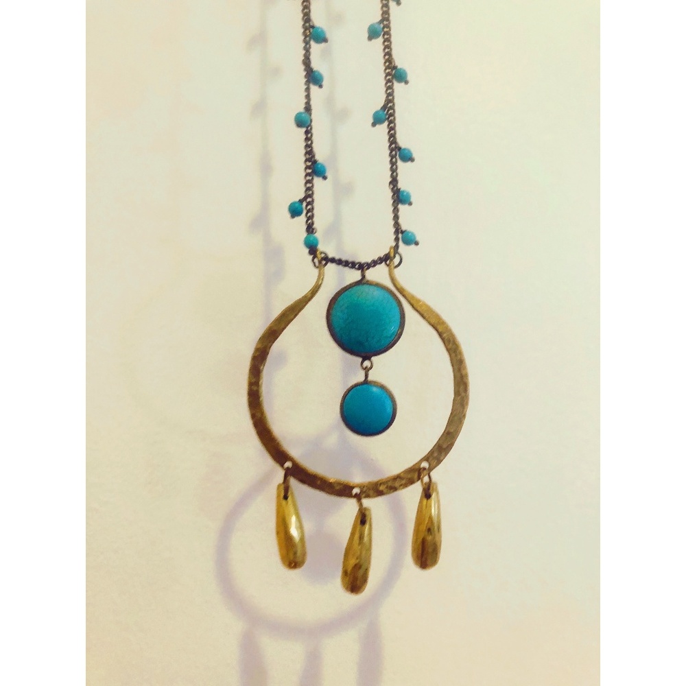 Anthropologie Brass & Turquoise Necklace
